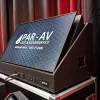 Zijaanzicht van een custom build 43-inch Optoma-afkijkmonitor van PAR-AV, met zwarte maatwerkbehuizing en aansluitpanelen